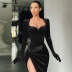 Slim Low Cut High Waist Glove Prom Dress NSAFS102753