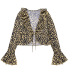 leopard print trumpet sleeve top nihaostyles clothing wholesale NSAFS102764