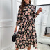 Long-Sleeved Floral Chiffon Dress NSDMB102891