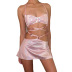 Sexy Bright Pink Backless Bandage Vest & Skirt Set NSFR102904