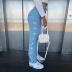 Jeans lavados de talle alto con cordones NSFR102913