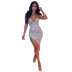 Sequined Slit Suspender Prom Dress NSFR102916