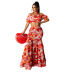 Floral Print Tube Top Vest & Skirt 2 Piece Set NSXPF102959