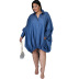 Solid Color Long-Sleeved Drawstring Shirt Dress NSXPF102960