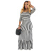 long-sleeved striped mopping dress nihaostyles wholesale clothing NSXPF102973
