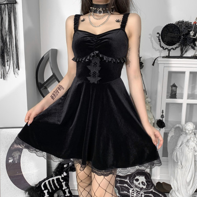 Diablo Style Lace A-line Suspender Dress Nihaostyles Wholesale Clothes NSAFS103034
