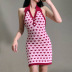 Print Love Woolen V Neck Slim Dress NSAFS103043