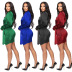 Solid Color Pleated Long-Sleeved Dress NSZH103180