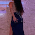 Sexy Halterneck Backless Lace-Up Slit Dress NSFR103219