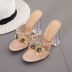Transparent Rhinestone High-Heeled Sandals Slippers NSSO103310