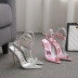 Sexy Pointed Transparent Rhinestone Metal Stiletto Sandals NSSO103313