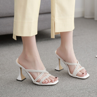 Summer Cross-belt High-heeled Sandals Slippers Nihaostyles Wholesale Clothing NSSO103318