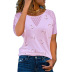 Lace Hollow Stitching Printed Short-Sleeved T-Shirt NSXPF103322
