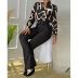 stand-up collar printing shirt and wide-leg pants two-piece set nihaostyles wholesale clothing NSXPF103329