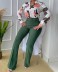 Printed Stand-Up Collar Shirt & Wide Leg Pants 2 Piece Set NSXPF103330