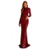 Round Neck Long-Sleeved Mopping Slim Sequins Prom Dress NSKAN103343