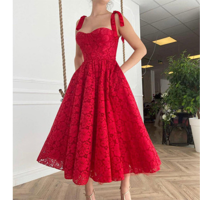Solid Color Embroidery Lace Slip Prom Dress Nihaostyles Clothing Wholesale NSYLY103392