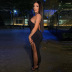 Sexy Black Sleeveless High Slit Dress NSFR103530