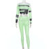 Green Perspective Printed Top & High-Waist Pants Set NSFR103538