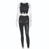 Conjunto de chaleco transparente negro y pantalones de cintura alta NSFR103544