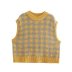 Sleeveless Plaid Jacquard Knitted Vest NSXFL103625