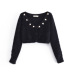 Black Knitted Slim Short Sweater Cardigan NSXFL103654