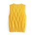 Yellow Ripped Knitted Vest NSXFL103686