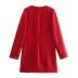 Red Long-Sleeved Texture Jacket Dress NSXFL103687