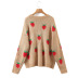 Long-Sleeved Round Neck Strawberry Jacquard Knitted Sweater NSXFL103711