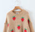 Long-Sleeved Round Neck Strawberry Jacquard Knitted Sweater NSXFL103711