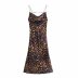 Leopard Print Silk Satin Suspender Dress NSXFL103717