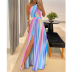 Sleeveless Printed Oblique Shoulder Hollow Slit Dress NSXIA104385