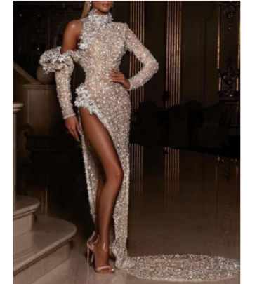 Long Sleeve Bronzing Prom Dress Nihaostyles Clothing Wholesale NSGRM103496