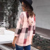 Plaid Stitching Long-Sleeved Hooded Casual Loose Sweatshirt NSSI103873