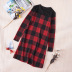 Casual Long-Sleeved Round Neck Plaid Print Dress NSSI103875