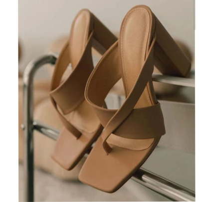 Summer Square Toe High Heel Sandals Slippers Nihaostyles Wholesale Clothing NSHYR103877