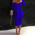 Solid Color Wrapped Chest One-Word Neck Dress NSHHF103881