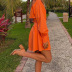 Solid Color V-Neck Waist Short Dress NSHHF103883