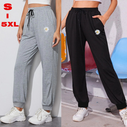 Print Small Daisy Lace-up Pocket Pants Nihaostyles Clothing Wholesale NSQY103927