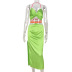 Sexy Green Backless Hollow Dress NSFR103947