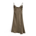 Solid Color Button Decorated Suspender Dress NSXFL104035