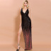Gradient Color Fishtail V-Neck Sequins Sling Prom Dress NSKAN104060