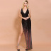Gradient Color Fishtail V-Neck Sequins Sling Prom Dress NSKAN104060