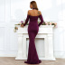 One-Word Neck Fishtail Long-Sleeved Slim Prom Dress NSKAN104078