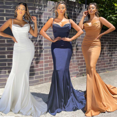 Sleeveless Sequins Suspender Slim Prom Dress Nihaostyles Wholesale Clothes NSYLY104114