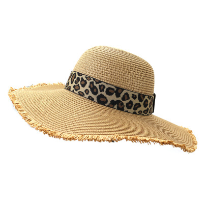 Sunscreen Leopard Print Raw Edge  Dome Straw Hat Nihaostyles Wholesale Clothes NSDIT104164