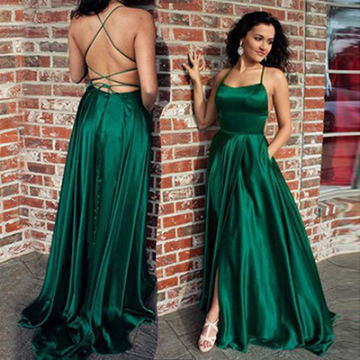 Suspender Backless Lace-up Split Prom Dress Nihaostyles Wholesale Clothes NSGRM104171