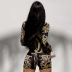 Print Round Neck Long-Sleeved Skinny Jumpsuit NSMX104180