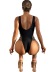 Solid Color Side Webbing One-Piece Swimsuit NSFPP104217