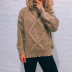 Coarse Twisted Rhombus High-Neck Long-Sleeved Loose Knit Sweater NSSX104226